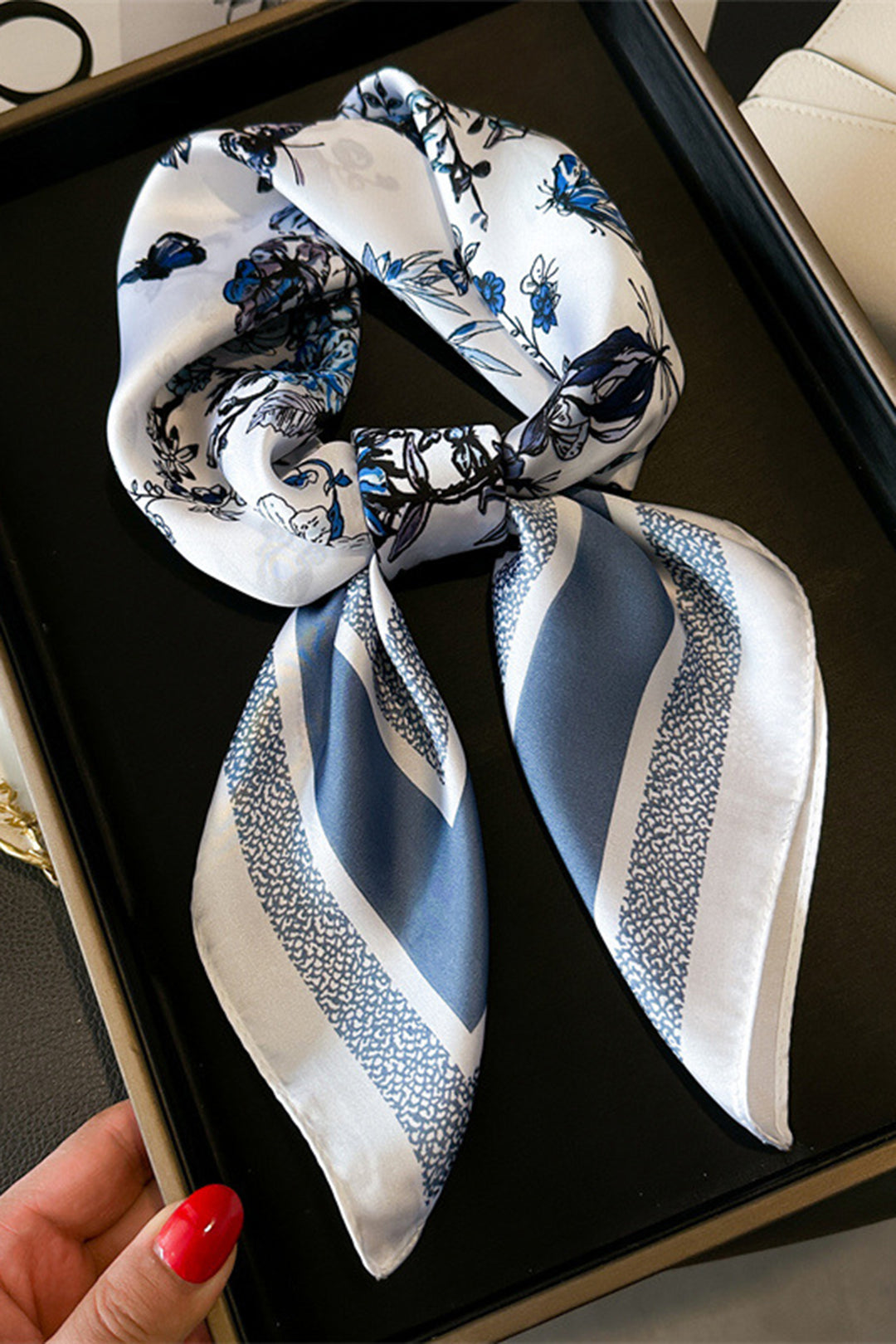 Butterfly Flower Printed Tie Knot Scarf