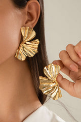 Metal Ginkgo Leaf Irregular Earrings