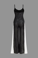 Cut Out Contrast Patchwork Slip Jumpsuit