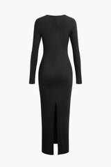 Asymmetrical Neck Slit Maxi Dress