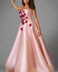 Strapless A-line gown with floral appliqué bodice – BLOSSOM