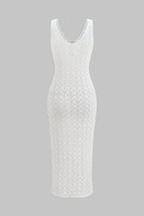 Knitted Metallic Cut Out Sheer Sleeveless Dress