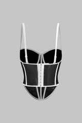Mesh Slip Button Corset Waist Cami Top