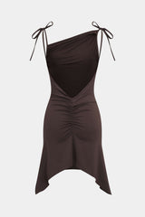 Sleeveless Backless Tie Up Mini Dress