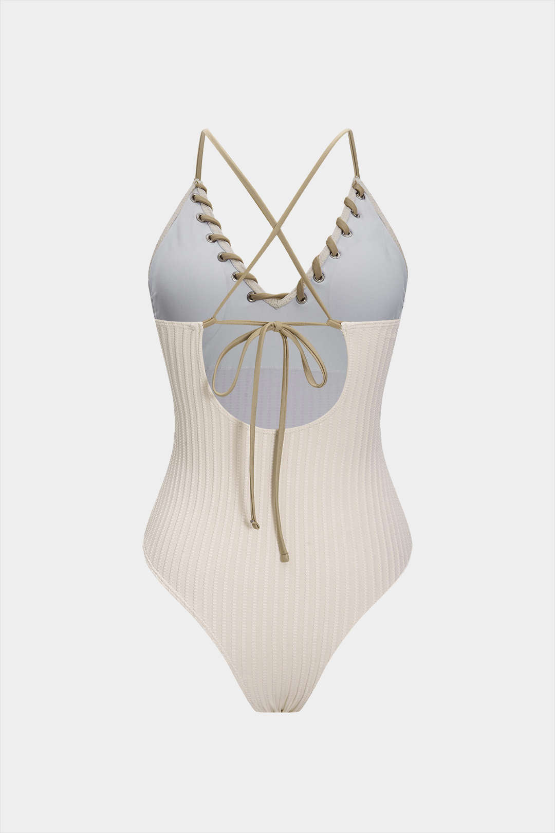 Contrast Whipstitching Tie Back Sleeveless Slip Bodysuit