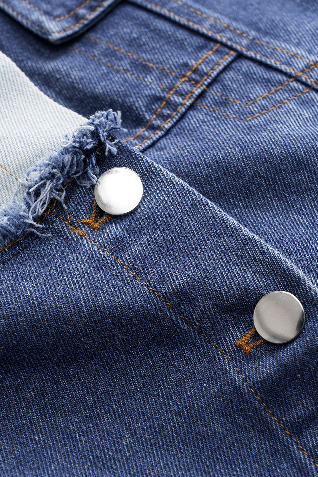 Contrast Denim Patchwork Button Skirt