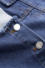 Contrast Denim Patchwork Button Skirt