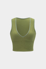 Stitching Detail Sleeveless V-Neck Tank Top