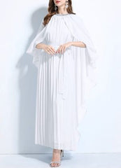 pleated flare dress with draped cape sleeves – AURORSA