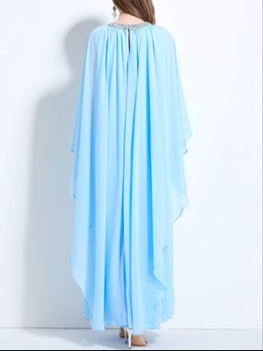 pleated flare dress with draped cape sleeves – AURORSA