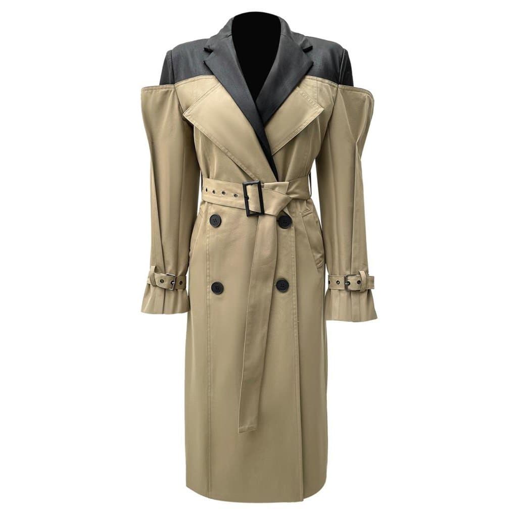 off-shoulder trench coat with contrast lapel - Alice