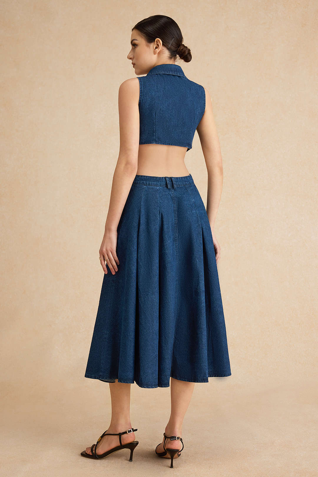 Denim Button Cut Out Dress