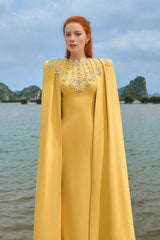 Embellished cape gown with high neckline – Zayin