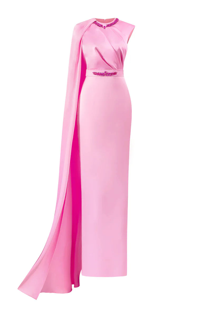 Draped shoulder cape gown – Olgah