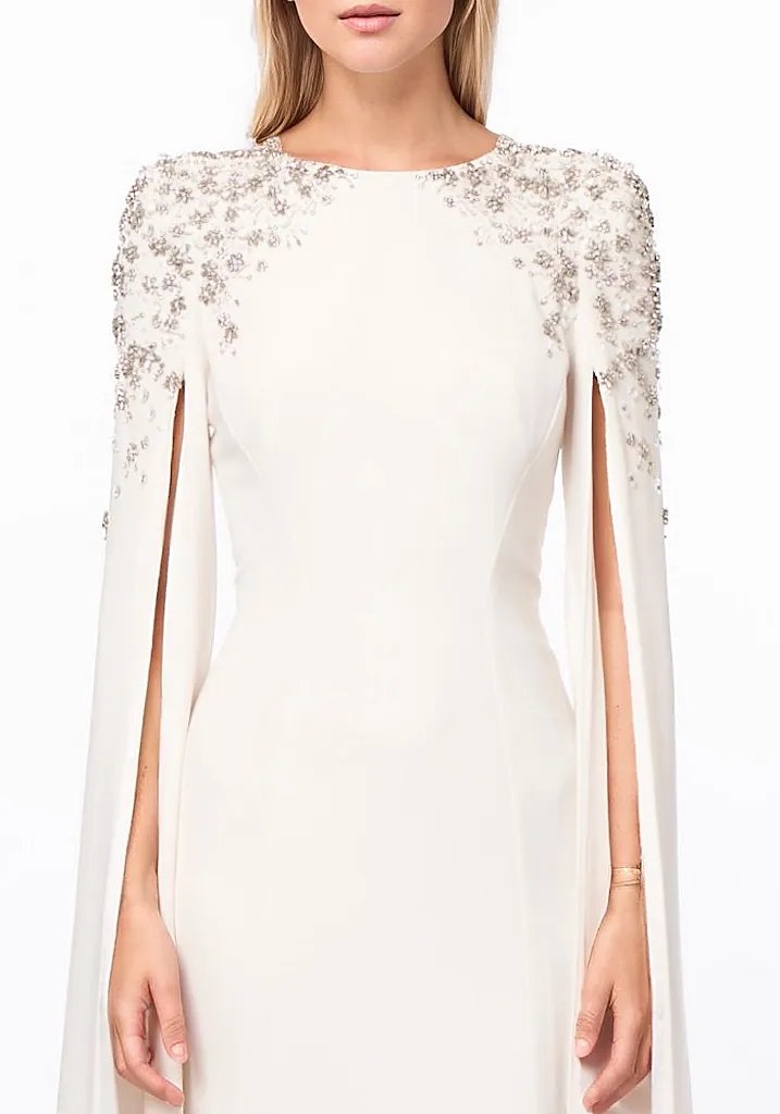 Embellished shoulder cape gown – Lorila