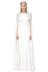 Embellished shoulder cape gown – Lorila