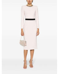 long-sleeve pencil dress with contrast waist band – SEREIN