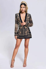 embellished plunge blazer mini dress - Elladine