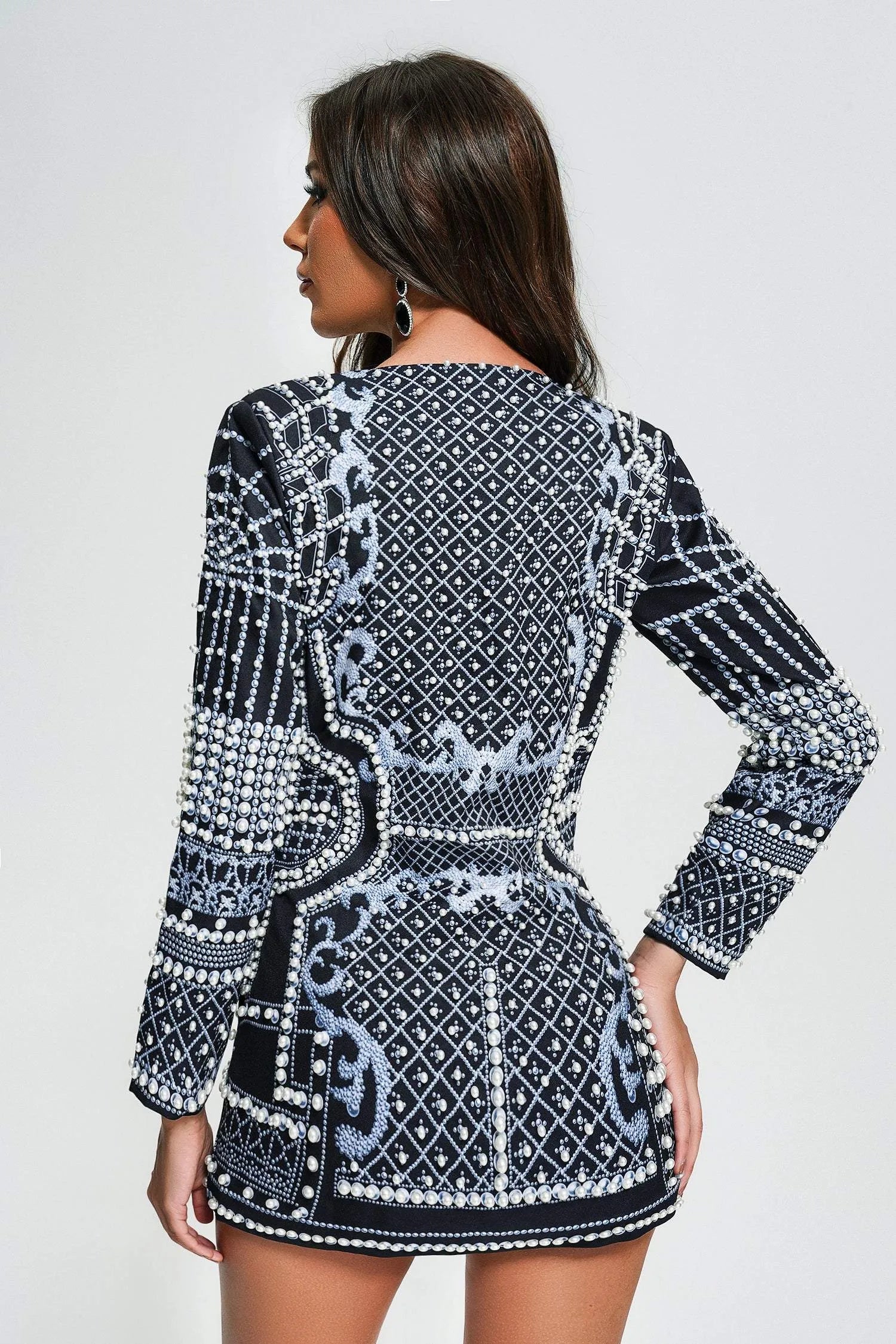 embellished plunge blazer mini dress - Elladine