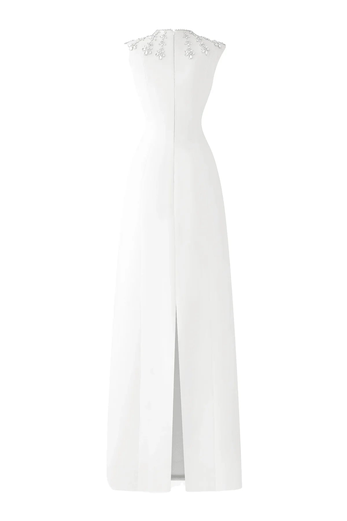Sleeveless gown with embellished high neckline – Zobia