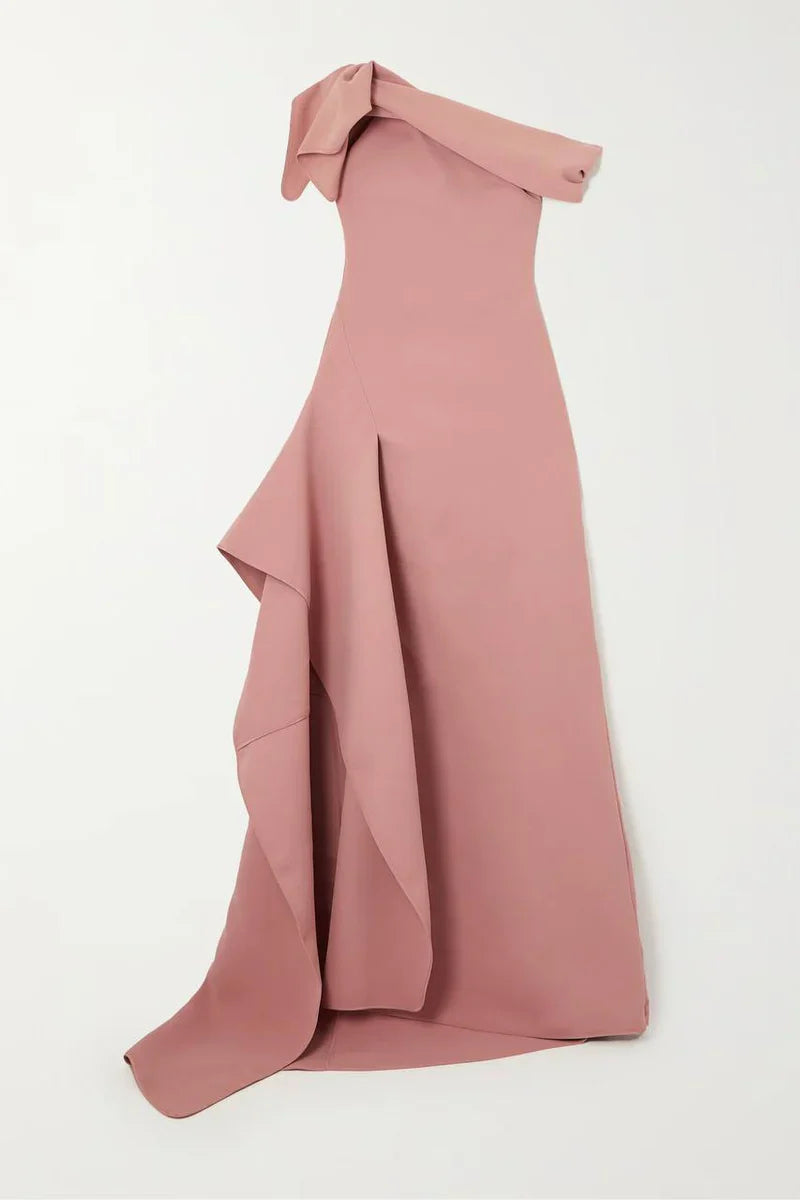 asymmetric off-shoulder sculpted gown – Uolena