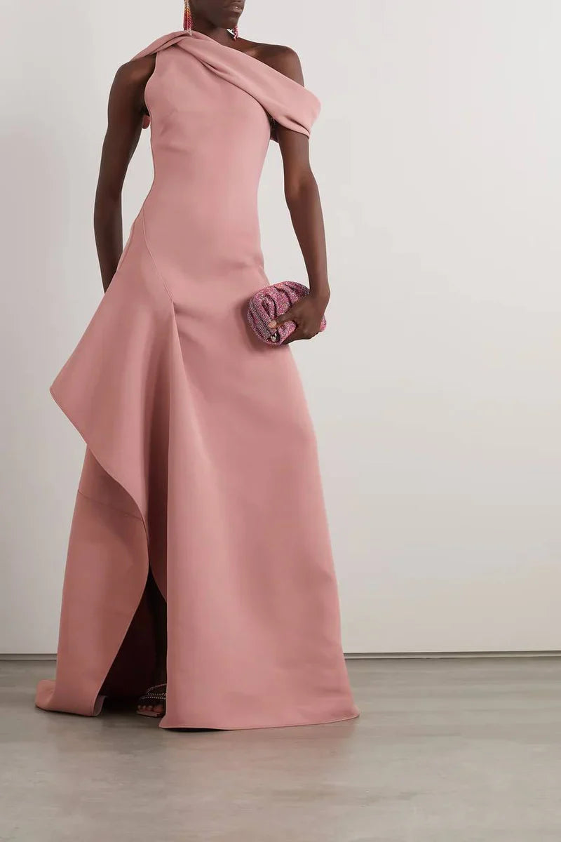 asymmetric off-shoulder sculpted gown – Uolena