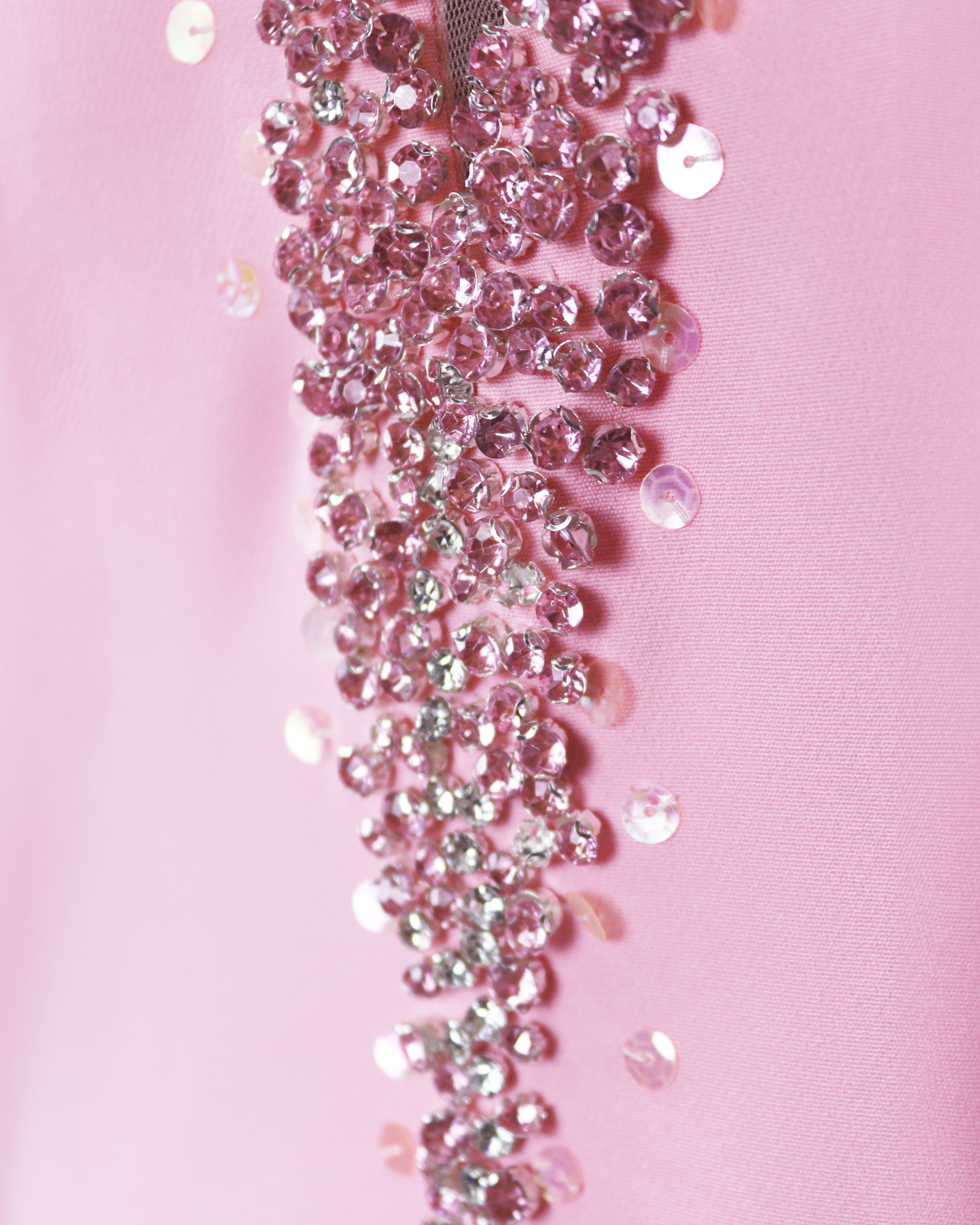 Sequinned neckline - long floor length pink dress