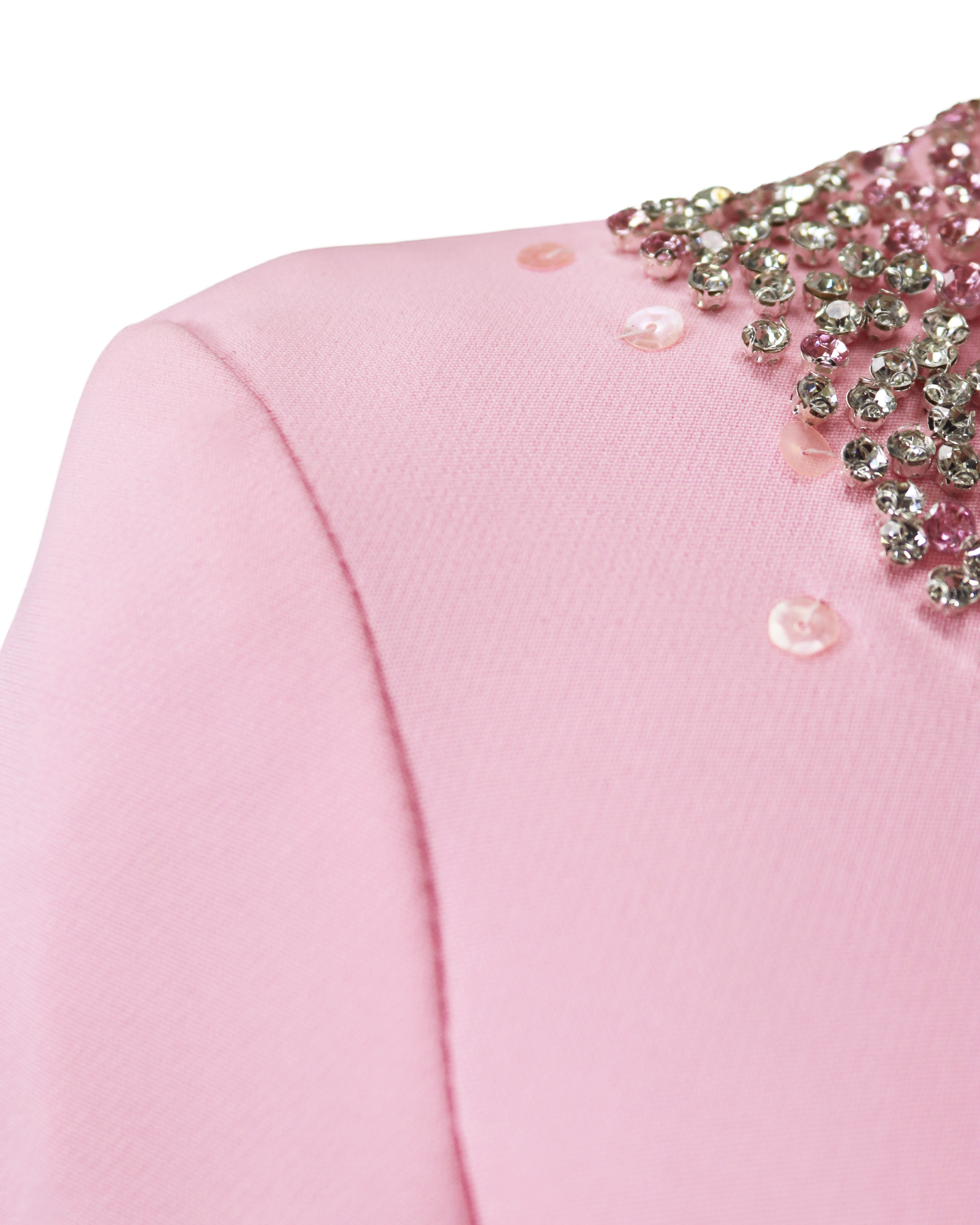 Sequinned neckline - long floor length pink dress