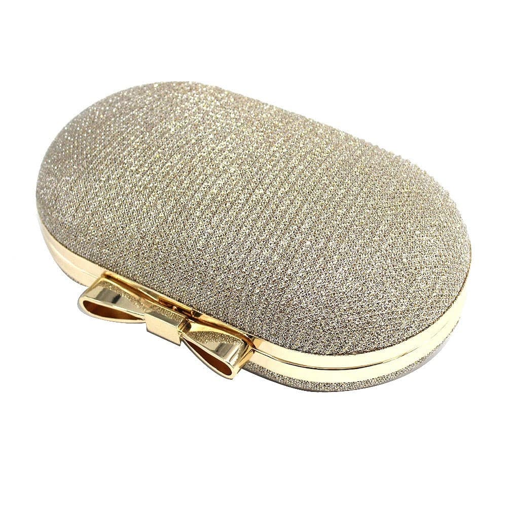 glittering shell clutch with bow clasp - Rochana