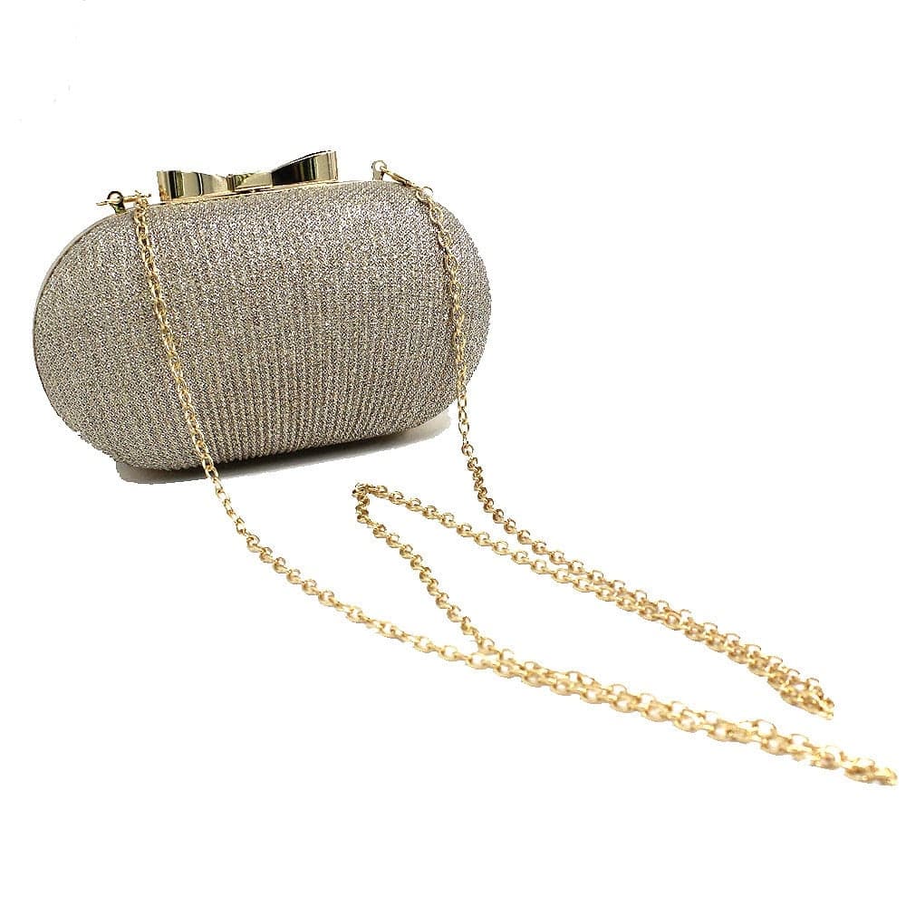glittering shell clutch with bow clasp - Rochana