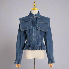 structured denim jacket with oversized flap details - Bruhat