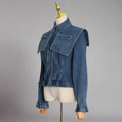 structured denim jacket with oversized flap details - Bruhat