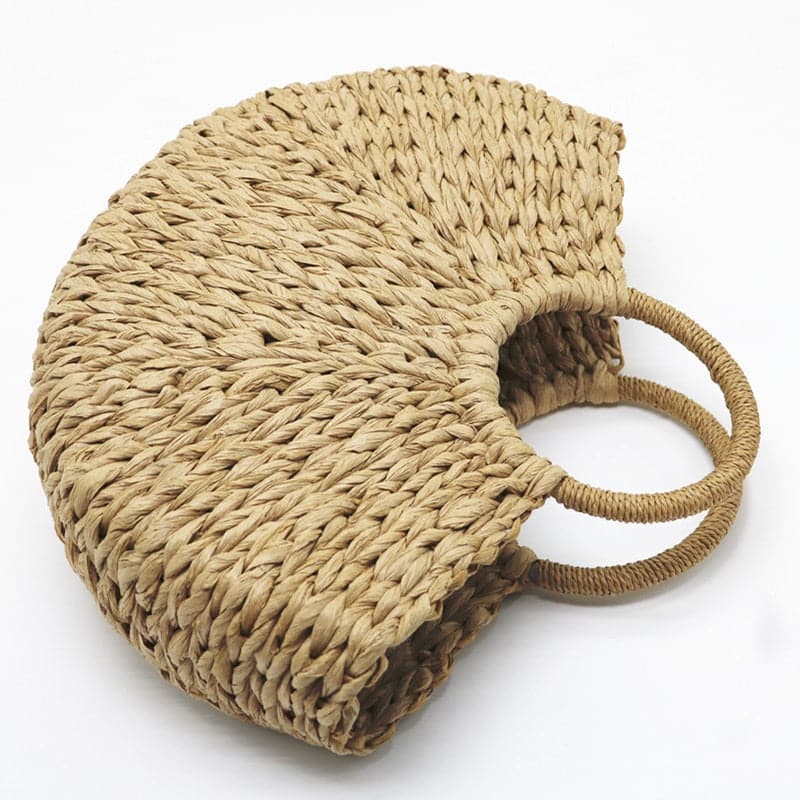 half-moon woven tote bag with round handles - Gewa