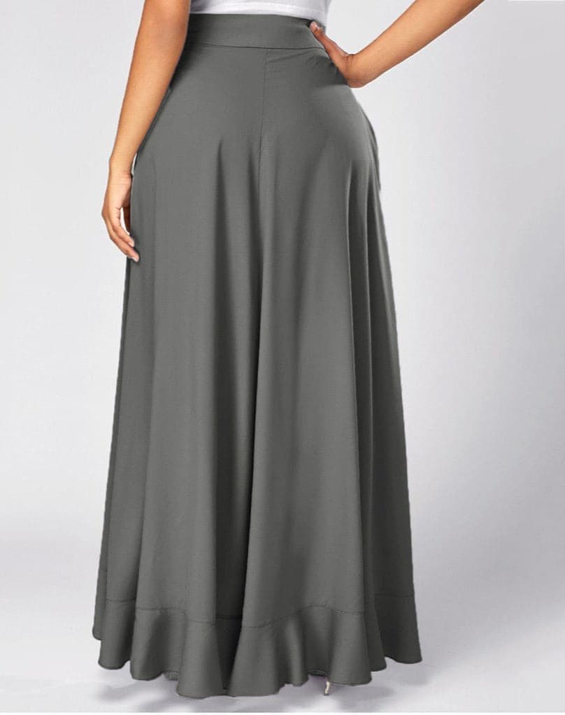 ruffle wrap high-low maxi skirt with tie waist – Daffodil