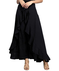 ruffle wrap high-low maxi skirt with tie waist – Daffodil
