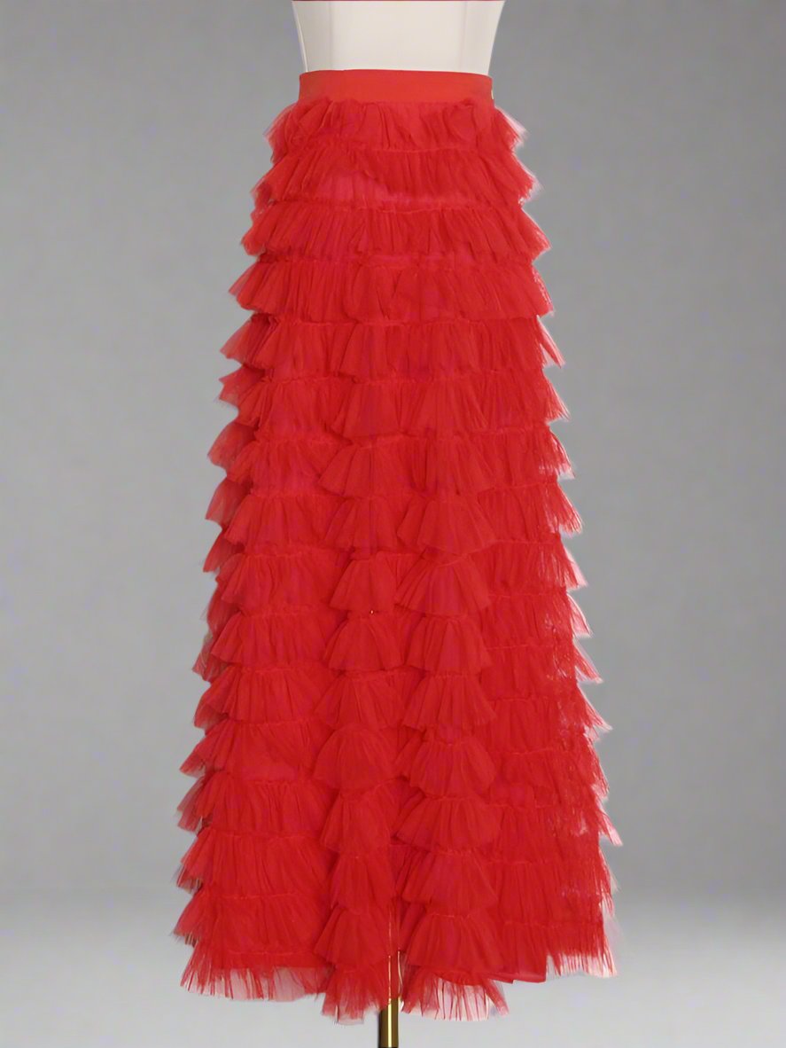 tiered ruffle tulle midi skirt – Jonalynn