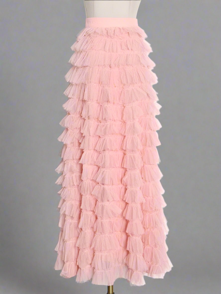 tiered ruffle tulle midi skirt – Jonalynn