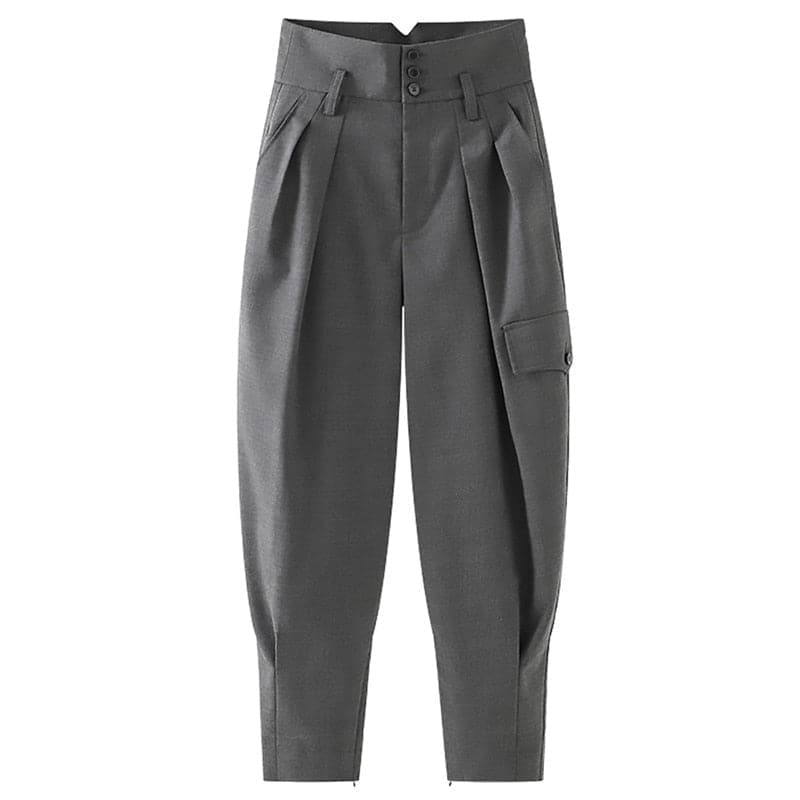 high-waist tapered pants with cargo pocket - Humvee