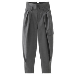 high-waist tapered pants with cargo pocket - Humvee