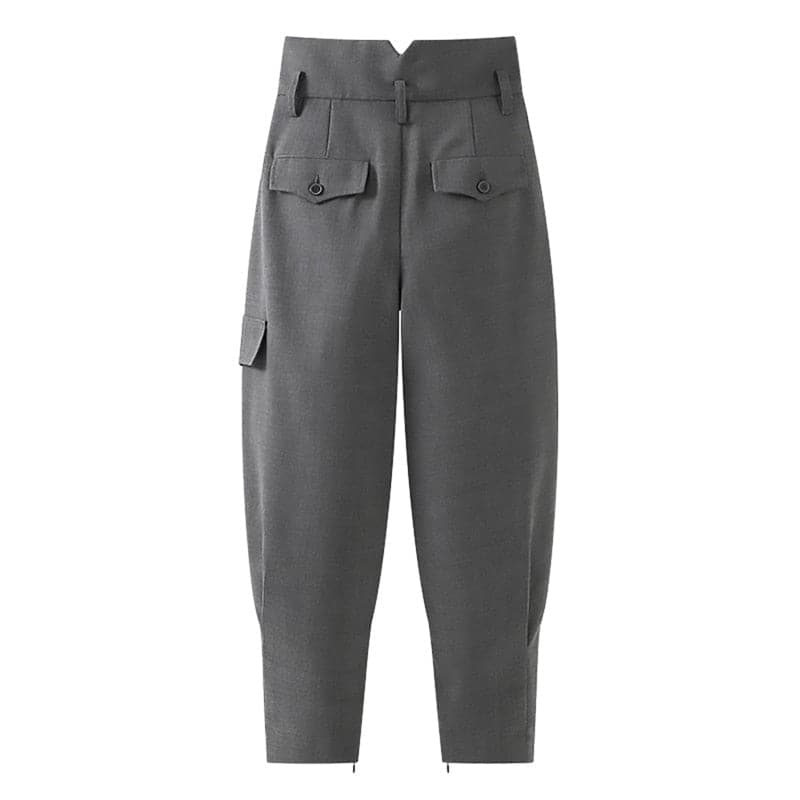 high-waist tapered pants with cargo pocket - Humvee