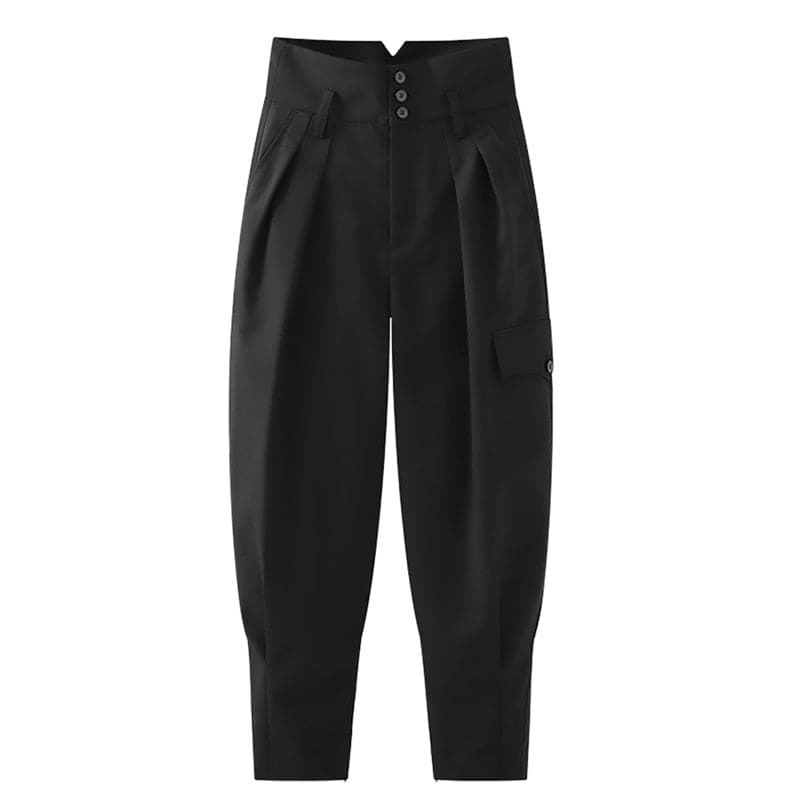 high-waist tapered pants with cargo pocket - Humvee