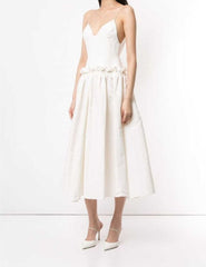 spaghetti strap midi dress with ruffled waist – Farayioluwa