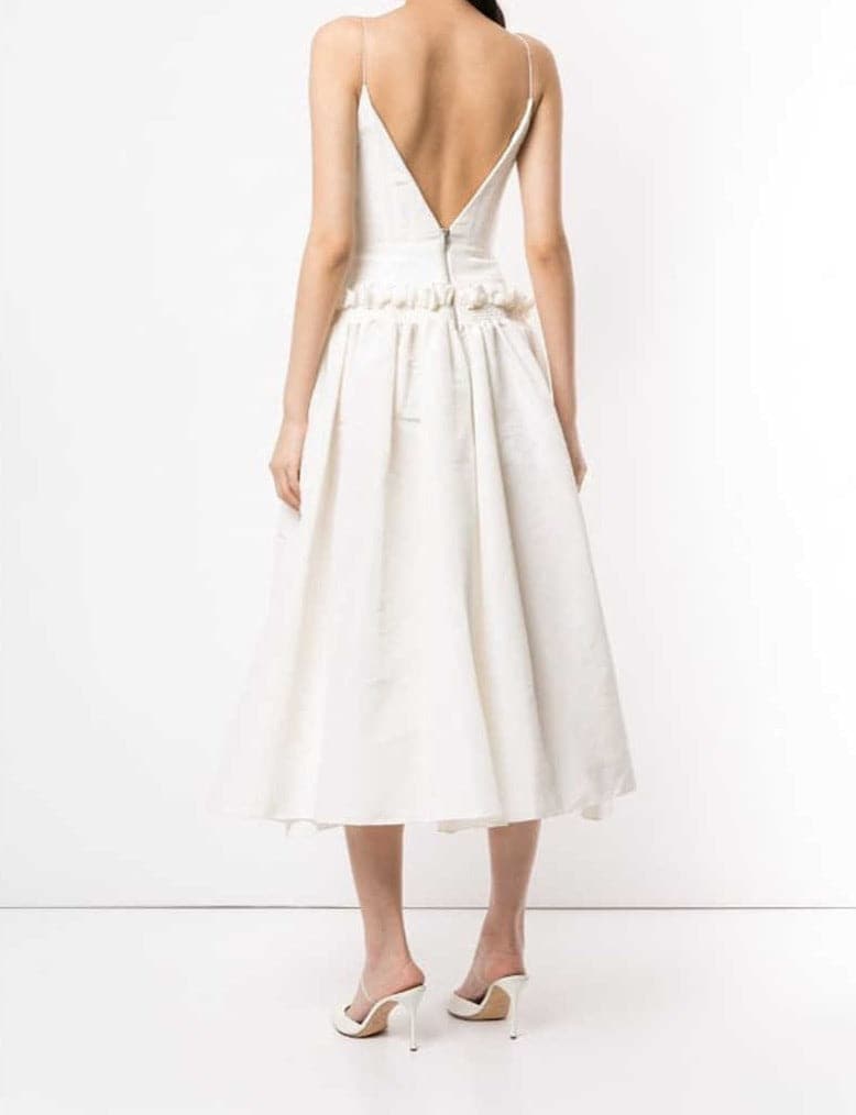 spaghetti strap midi dress with ruffled waist – Farayioluwa