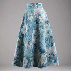 high-waist A-line skirt with floral jacquard - Ailiseu