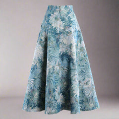 high-waist A-line skirt with floral jacquard - Ailiseu
