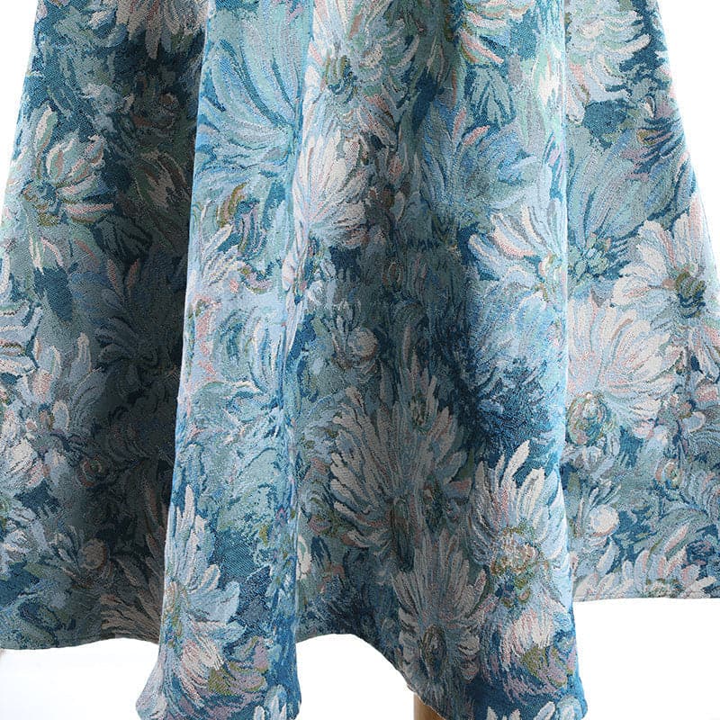 high-waist A-line skirt with floral jacquard - Ailiseu