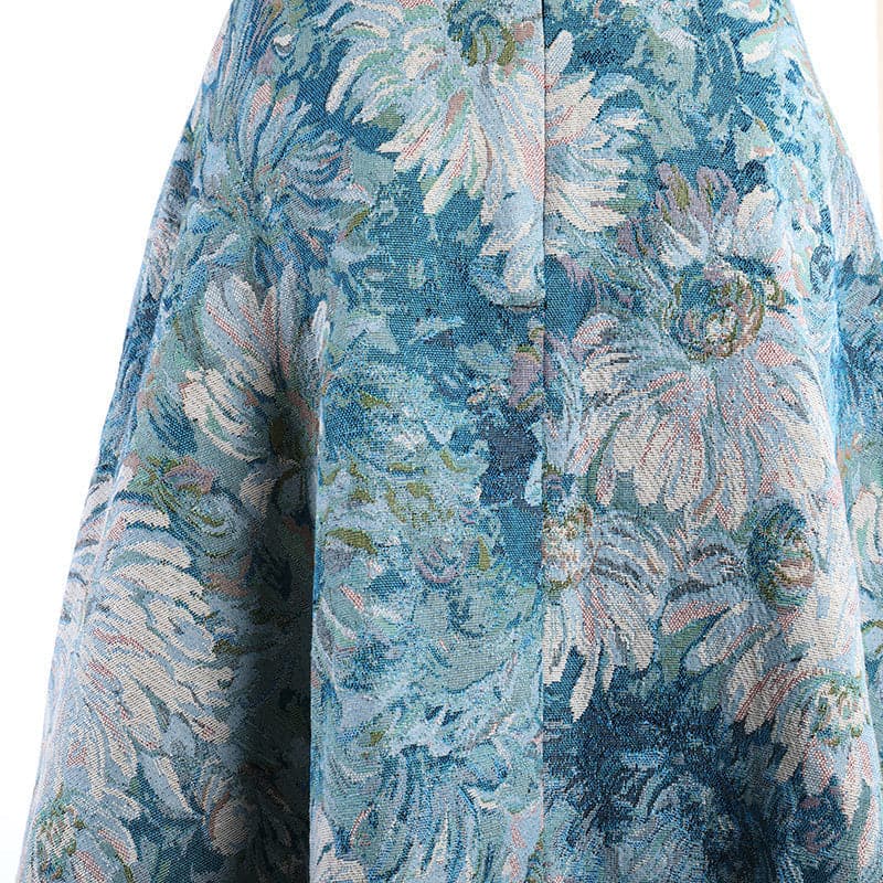 high-waist A-line skirt with floral jacquard - Ailiseu