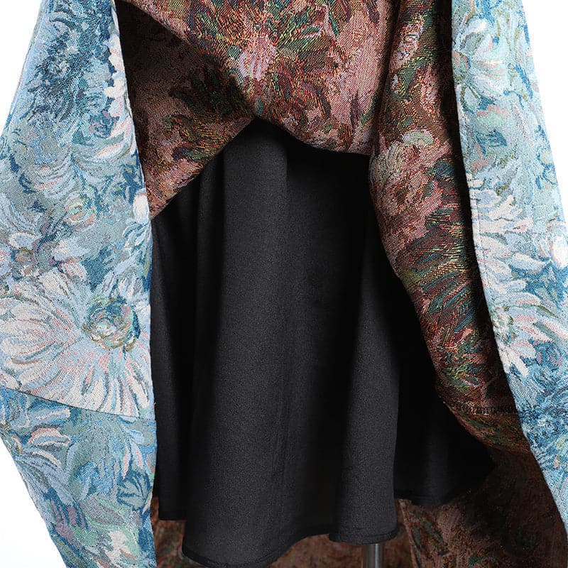 high-waist A-line skirt with floral jacquard - Ailiseu