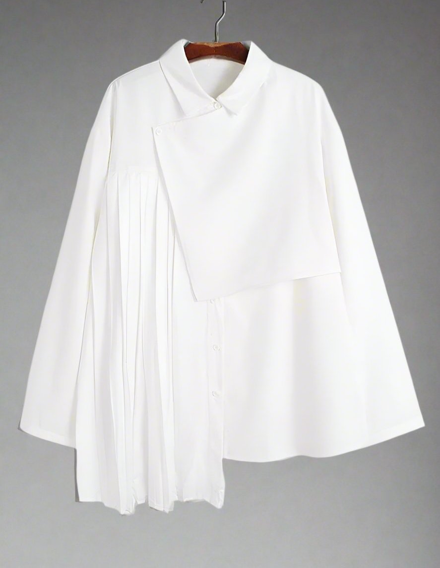 asymmetrical pleated overlay blouse - Afon