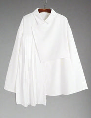 asymmetrical pleated overlay blouse - Afon